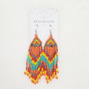 Orange Beaded Drop Earrings